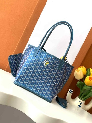 Anjou Mini Goyardine Bag Limited Edition Pearlescent Blue