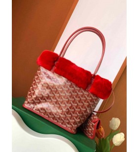 Pele Do Coelho Mini Tote Bag Duplo Vermelho