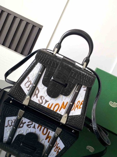 Torba Saïgon PM Z Krokodylej skóry Z haftem w Kolorze Czarnym