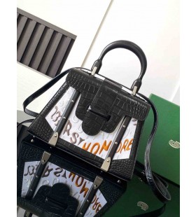 Torba Saïgon PM Z Krokodylej skóry Z haftem w Kolorze Czarnym