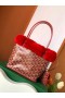 Blana De Iepure Mini Tote Sac Roșu