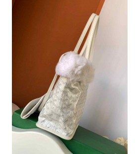 Blana De Iepure Mini Tote Sac Alb