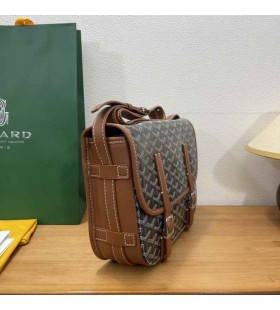 Belvedere Messenger Goyardine MM Black & Tan