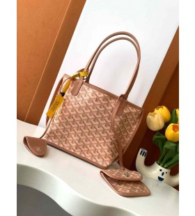 Anjou Mini Goyardine Väska Limited Edition Pärlemorskimrande Rosa Korall