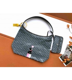 Bohème Hobo Çanta Kalp Ve Fransız Bulldog Gri
