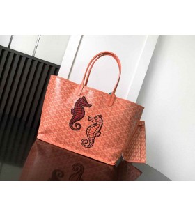 Anjou PM Tote Çanta Goyardine Mercan Pembe Denizatı Nakış