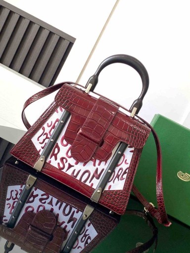 Saïgon PM Bolso de piel de Cocodrilo Bordado Borgoña