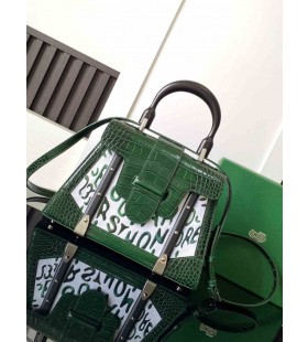 Saïgon PM Bolso de piel de Cocodrilo Bordado Verde