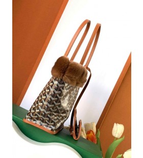 Piel De Conejo Mini Bolso De Mano Black & Tan