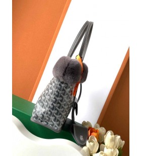 Piel De Conejo Mini Bolso De Mano Gris