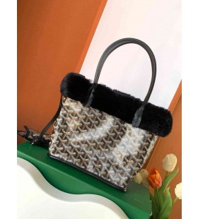 Piel De Conejo Mini Bolso De Mano Negro
