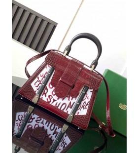 Saïgon PM Bolso de piel de Cocodrilo Bordado Borgoña
