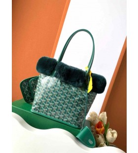 Piel De Conejo Mini Bolso De Mano Verde