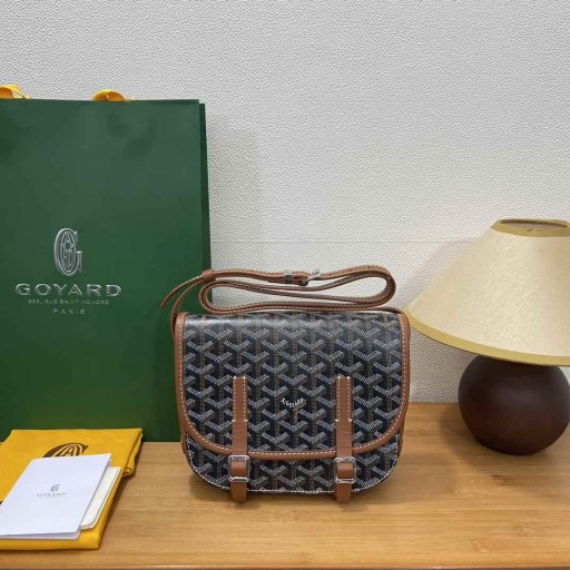Belvedere Messenger Goyardine PM Black & Tan