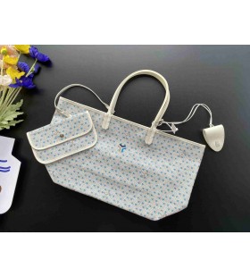 Saint Louis Goyardine Claire Voie PM Bag White & Blue