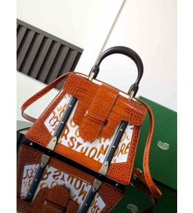 Saïgon PM Tas van krokodillenleer Geborduurd Bruin