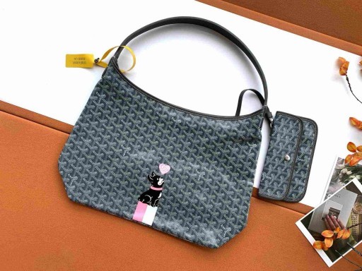 Bohème Hobo Sac De Cœur Et De Bouledogue Français Gris