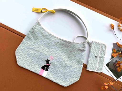 Bohème Hobo Sac De Cœur Et De Bouledogue Français Blanc