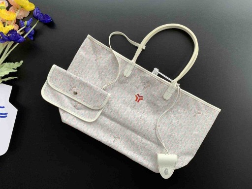 Saint Louis Goyardine Claire Voie PM Bag White & Pink
