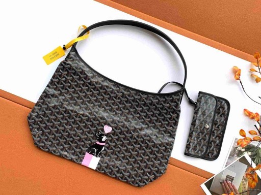 Bohème Hobo Bag Mit Heart & French Bulldog Black