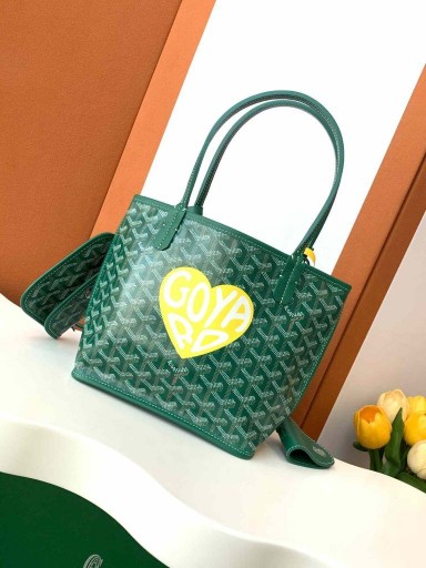 Anjou Mini-Tasche Große Herzen Grün