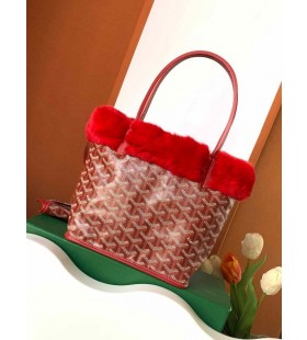 Kaninchen-Pelz-Mini-Tote-Bag Rot